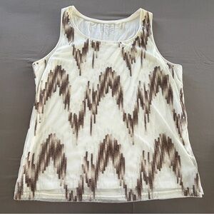 Chico's Cream Tank with Brown Sequin Chevron